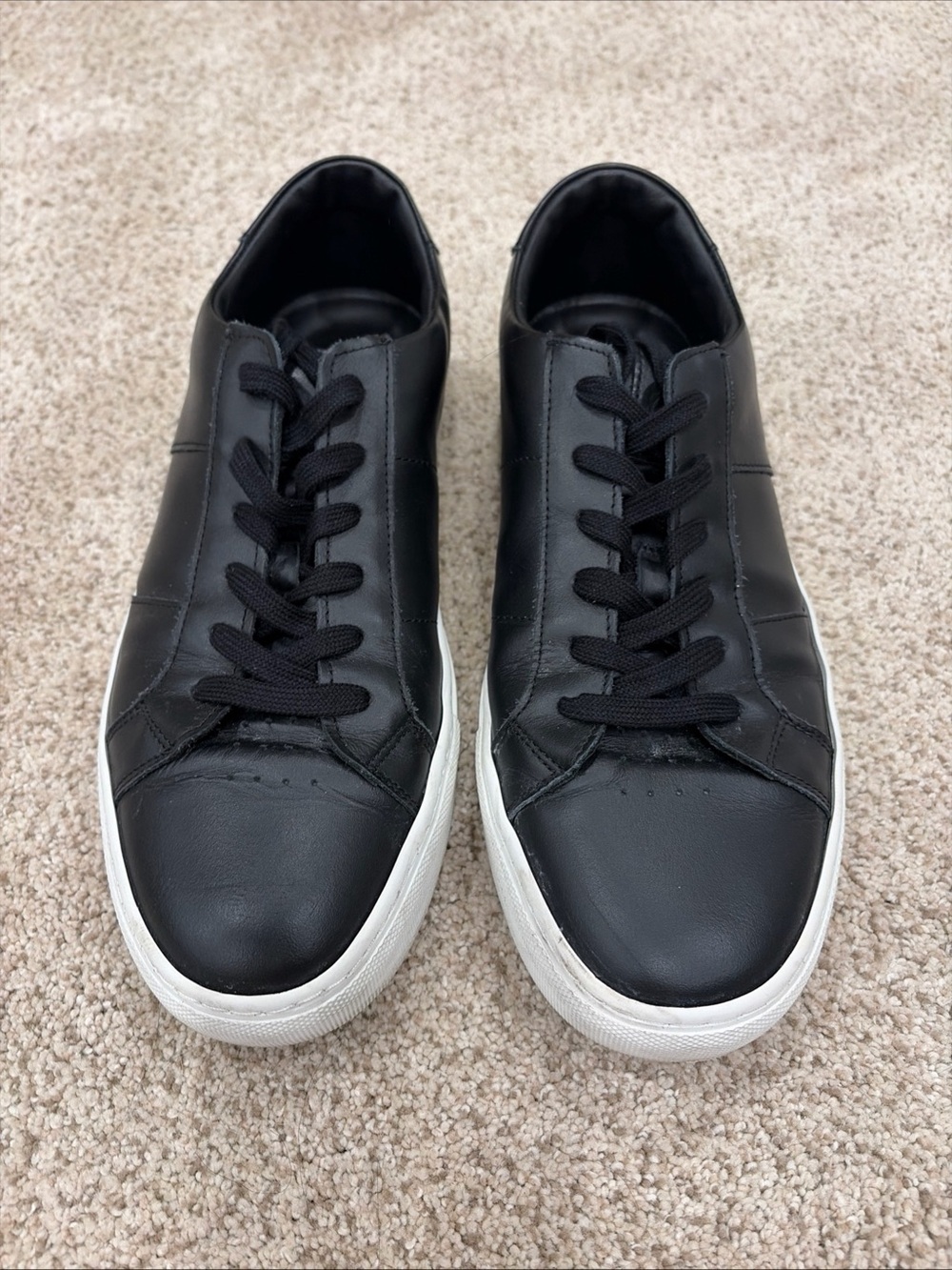 Greats Black Leather Low-Top Sneakers with White Sole 10